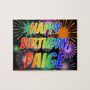 Quebra-cabeça Primeiro nome "PAIGE", "FELIZ ANIVERSÁRIO"