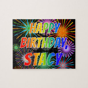 Quebra-cabeça Primeiro nome "STACY", Diversão "FELIZ ANIVERSÁRIO