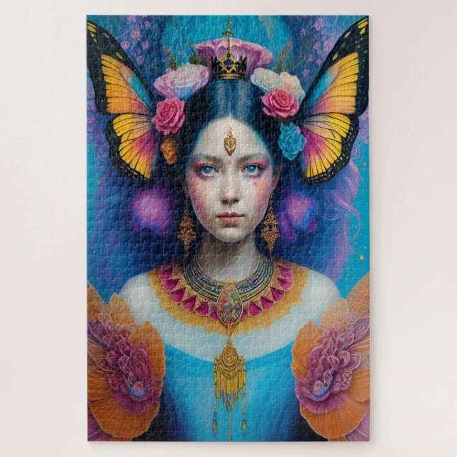 Quebra-cabeça Princesa borboleta com pequena coroa (Vertical)