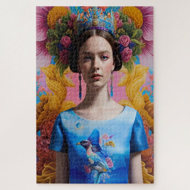 Quebra-cabeça Princesa casual da Coroa Azul (Vertical)