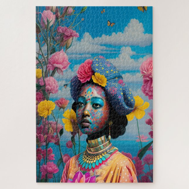 Quebra-cabeça Princesa com pintura facial colorida (Vertical)