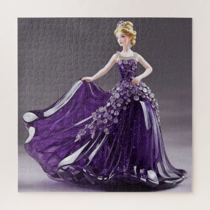 Quebra-cabeça Princesa de cristal com vestido roxo