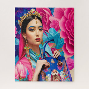 Quebra-cabeça Princesa de moda floral com bolsa