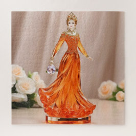 Quebra-cabeça Princesa de vidro cristal com vestido de laranja