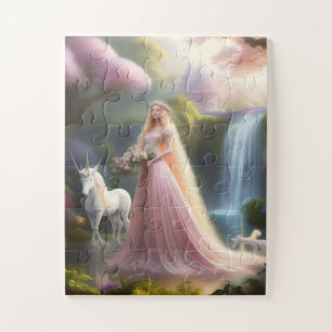 Quebra-cabeça Princesa Encantada e Arte Fantasia Unicórn