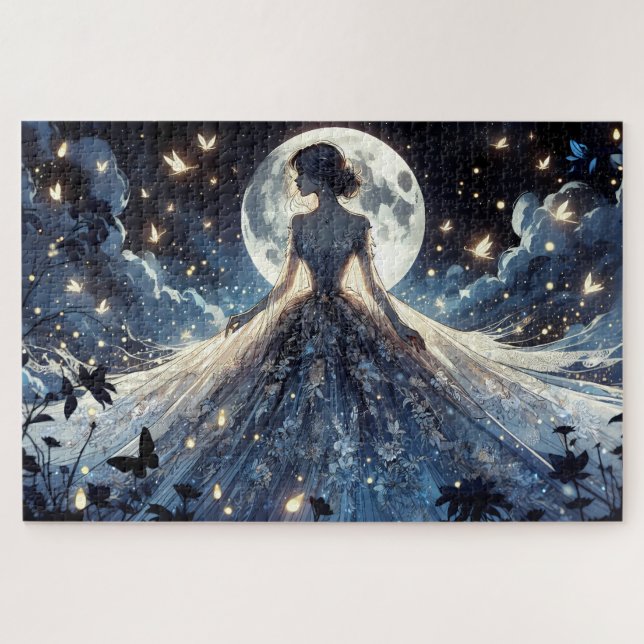 Quebra-cabeça Princesa Fada ao Luar Vestido Celestial (Horizontal)