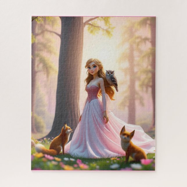Quebra-cabeça Princesa Florestal Encantada com Companheiros Anim (Vertical)