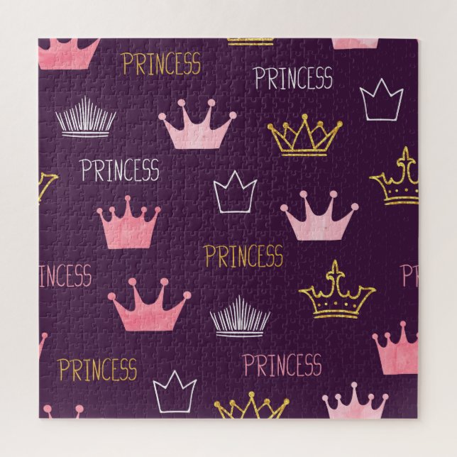 Quebra-cabeça Princesas coroas: padrão de brilho de aquarela. (Vertical)