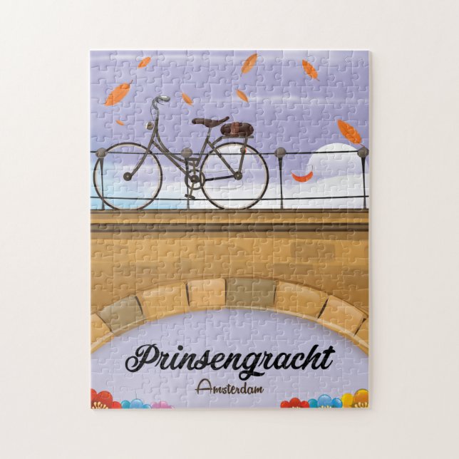 Quebra-cabeça Prinsengracht,Poster de viagens Canal Amsterdam (Vertical)