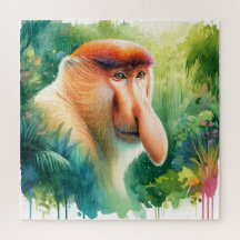 Proboscis Monkey in Watercolors REF39 - Watercolor