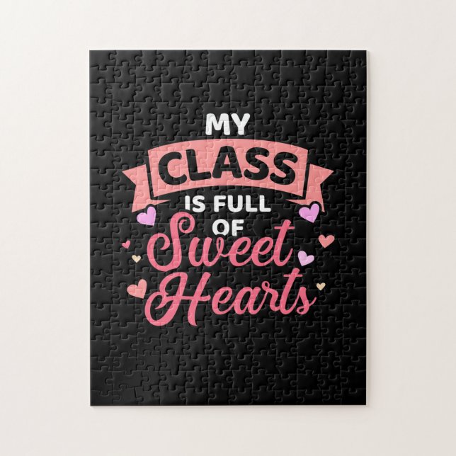 Quebra-cabeça Professora Minha Classe É Cheio De Corações Doces (Vertical)