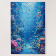 Profundidades Azuis e Matizes de Coral