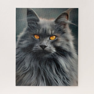 Quebra-cabeça Projeto de Retrato de Majestoso Gato de Cabelo Lon