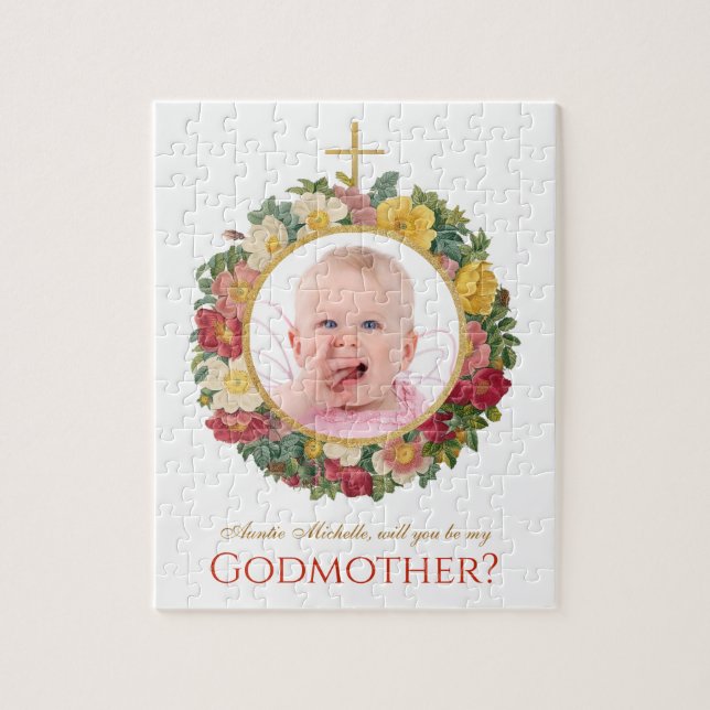 Quebra-cabeça Proposta de Madrinha Floral em Coroa de Rosas (Vertical)