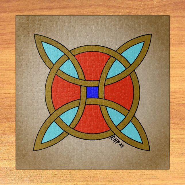 Quebra-cabeça Proteção Nórdica contra Witchcraft ou Witch's Knot (Nordic Protection from Witchcraft or Witch's Knot Jigsaw Puzzle on Table)