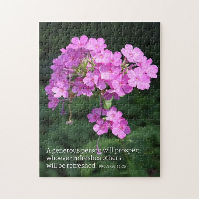 Quebra-cabeça Provérbios 11:25 Pink Phlox Cristão (Vertical)