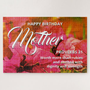 Quebra-cabeça Provérbios 31 MÃE DE ANIVERSÁRIO FELIZ 20"x30"