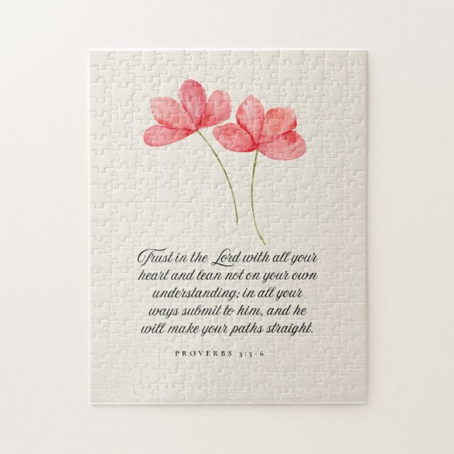 Quebra-cabeça Provérbios 3:5–6 Confie no Senhor Rosa Floral (Vertical)
