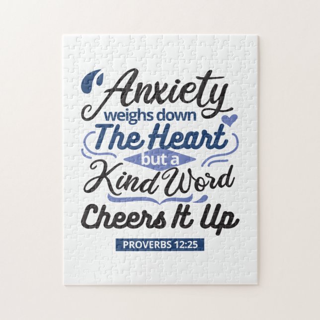 Quebra-cabeça Proverbs 12:25 Bible Verse – Kind Word Art (Vertical)