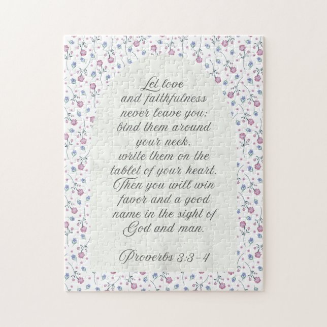 Quebra-cabeça Proverbs 3:3–4 Floral Scripture  (Vertical)