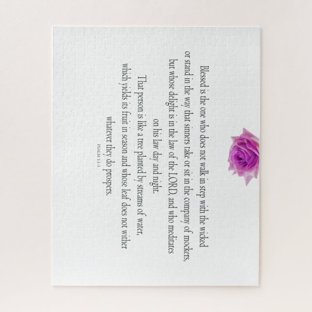 Quebra-cabeça PSALM 1:1-3 com Flor Roxo (Vertical)