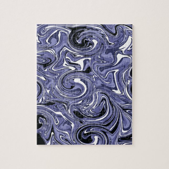 Quebra-cabeça Psicodélico Trippy Mármore de Água Preto Roxo (Vertical)