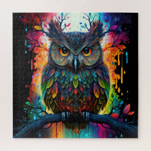 Quebra-cabeça Psychedelic Fantasy Hippy Owl