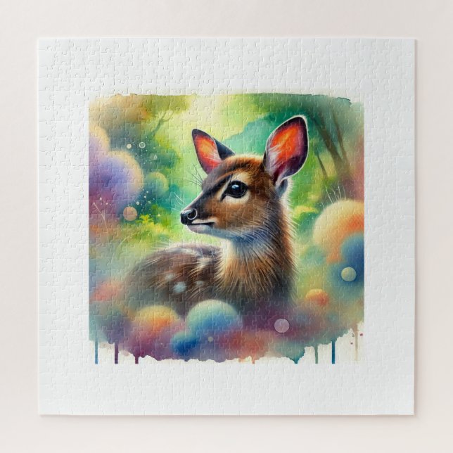 Quebra-cabeça Pudu Deer 030724AREF115 - Watercolor (Vertical)