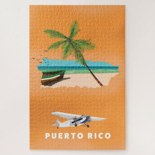 Quebra-cabeça Puerto Rico ilustrou o cartaz do viagem do mapa