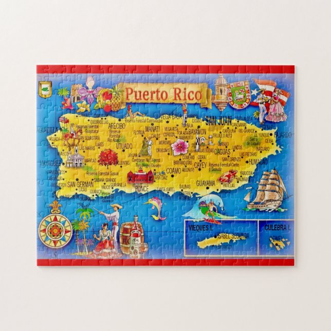 Quebra-cabeça Puerto Rico Island Map 11x14 Puzzle (Horizontal)