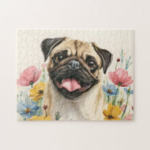 Quebra-cabeça Pug – Aquarela