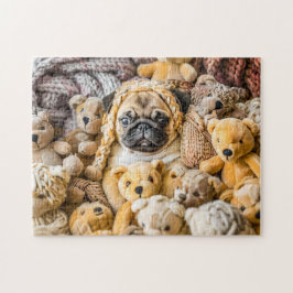 Quebra-cabeça Pug arredondado por Plush Teddy Bears