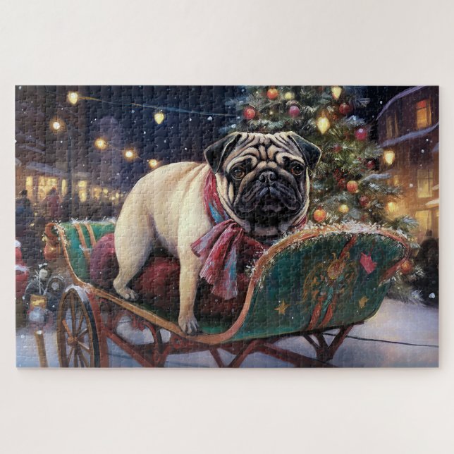 Quebra-cabeça Pug Christmas Fesason Season (Horizontal)
