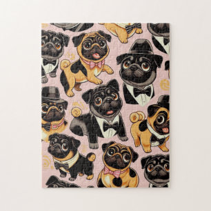 Quebra-cabeça Pug de Cueca Sem Costura Retroativa