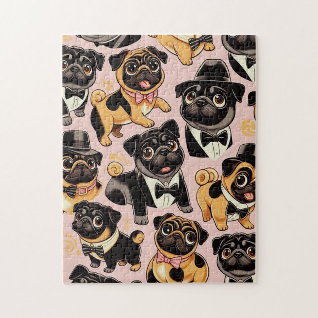 Quebra-cabeça Pug de Cueca Sem Costura Retroativa (Vertical)