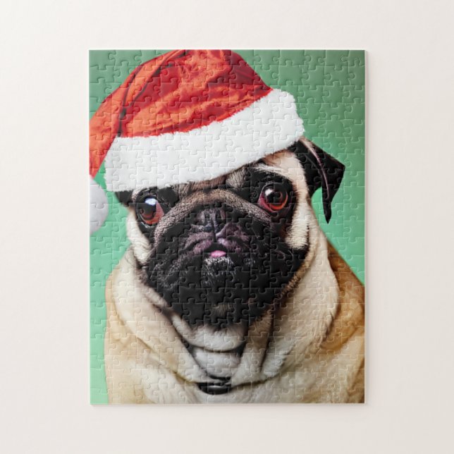 Quebra-cabeça Pug Dog Christmas (Vertical)