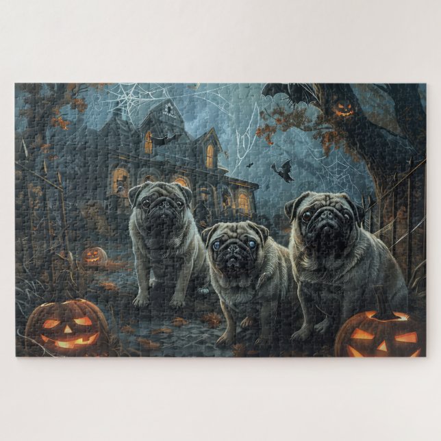 Quebra-cabeça Pug Halloween - Doggy Noite Delight (Horizontal)