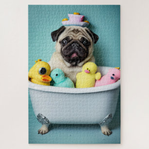 Quebra-cabeça Pug Paradise: Uma Beleza Bandeira na Tubagem