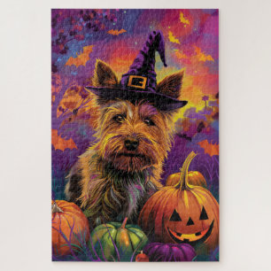 Quebra-cabeça Pumpkin de Bruxa de Terrier Halloween, australiano