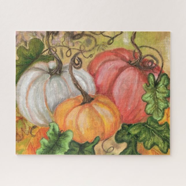 Quebra-cabeça Pumpkins - Arte Por Aquarela (Horizontal)