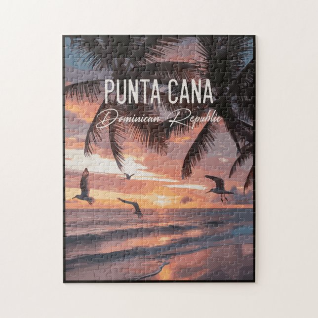 Quebra-cabeça Punta Cana DR Retró Gaivota Souvenir tropical (Vertical)
