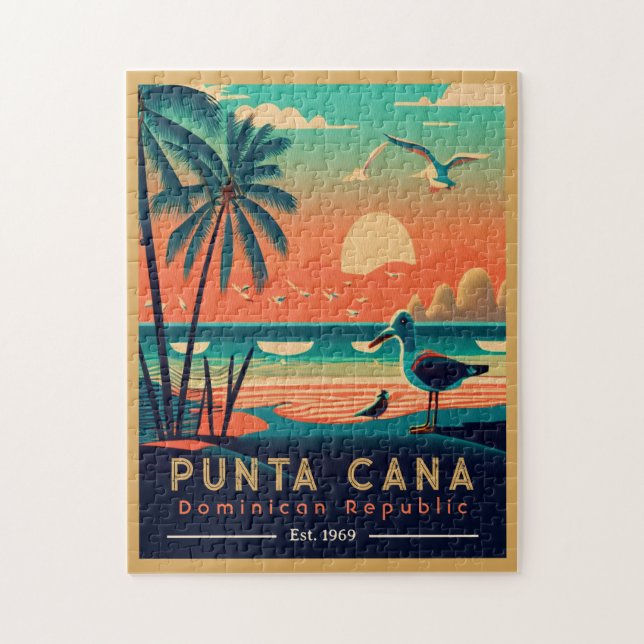 Quebra-cabeça Punta Cana DR. Retro Sunset Souvenirs 1960 (Vertical)
