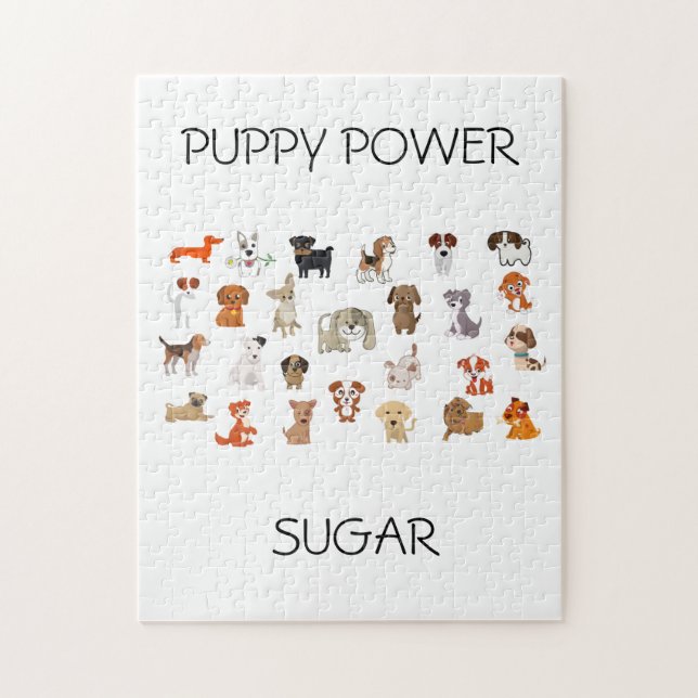 quebra-cabeça "PUPPY POWER" com o nome personaliza (Vertical)