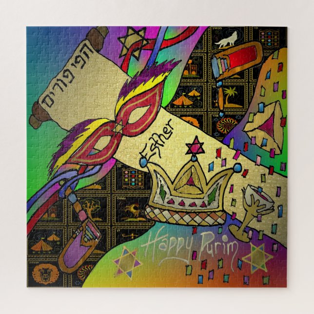 Quebra-cabeça Purim Esther Celebration Dark Art Impressão (Vertical)