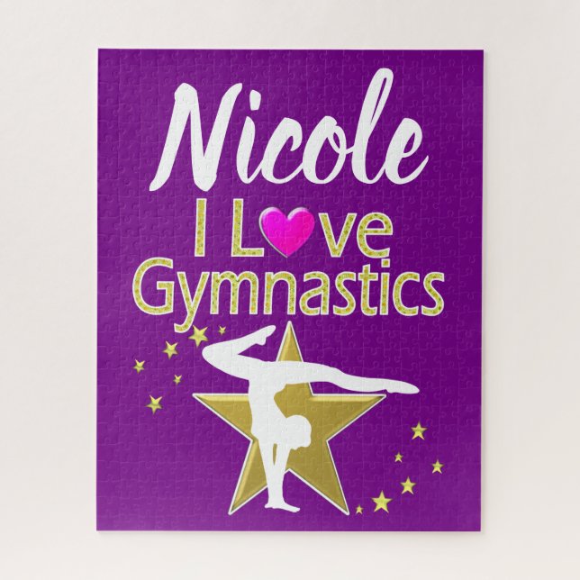 QUEBRA-CABEÇA PURPLE E DOURADO EU AMO A DESIGN GINÁSTICA (Vertical)