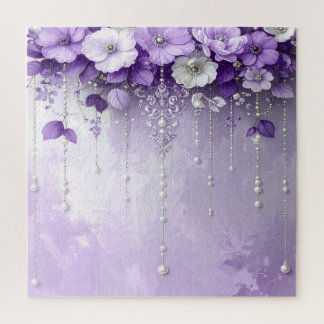 Quebra-cabeça Purple Flowers with Dangling Pearls Jigsaw Puzzle