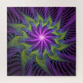 Quebra-cabeça Purple Green Flower Modern Abstract Fractal Art