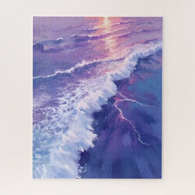 Quebra-cabeça Purple Tide | Ocean Waves Watercolor Painting (Vertical)