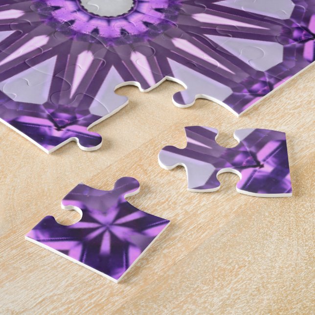 Quebra-cabeça Púrpura Azul Caleidoscópio PinWheel Mandala Padrão (Lateral)