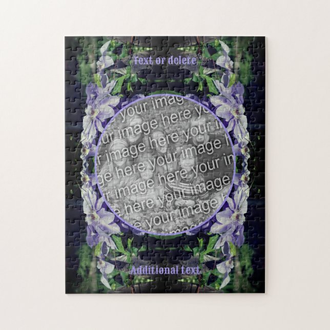 Quebra-cabeça Púrpura Clematis No Quadro De Fronteira Adicionar  (Vertical)
